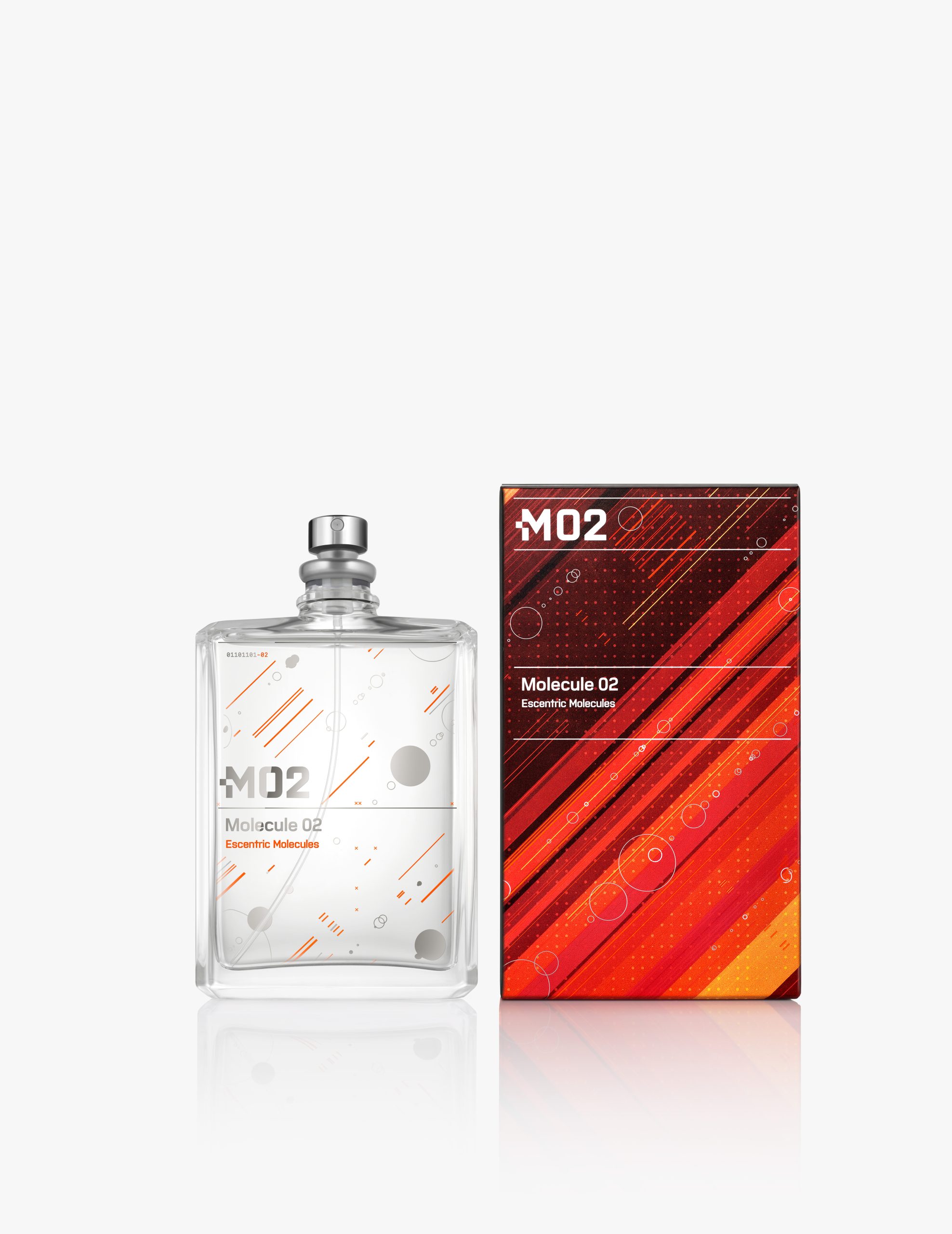 Packaging y frasco del perfume Molecule 02 de Escentric Molecules